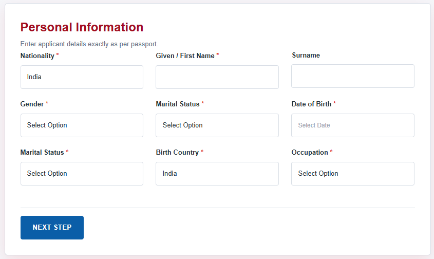 Egypt eVisa personal Form Guide