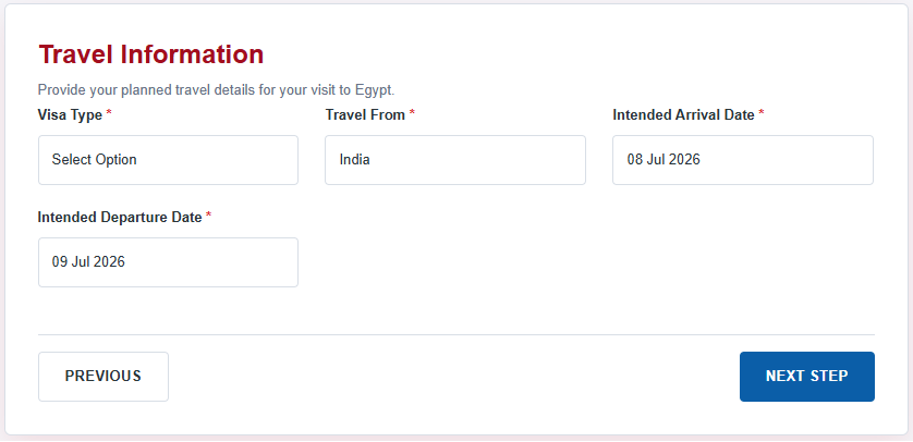 Egypt eVisa travel Form Guide
