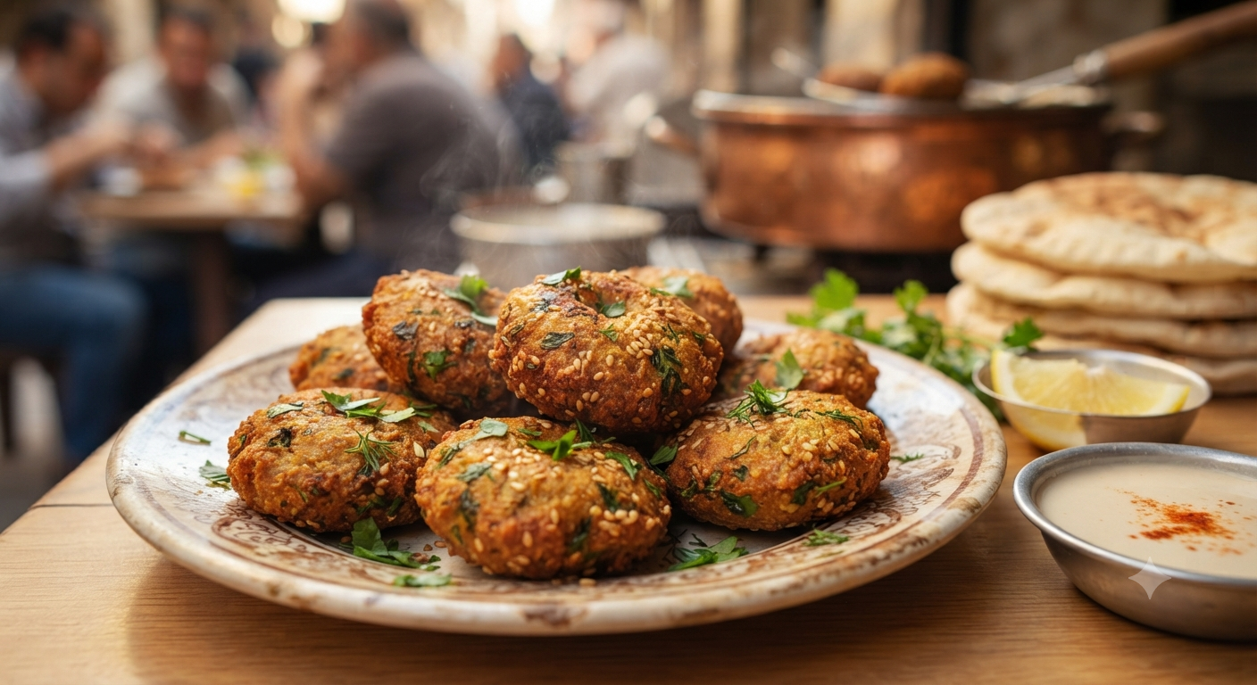 Egyptian taameya made from fava beans with herbs